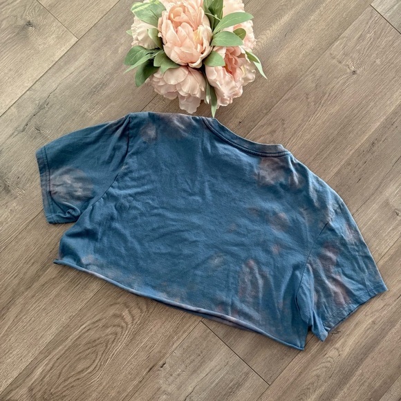 Fox Racing Pale Blue Upcycled Bleach Crop Top - Picture 2 of 2